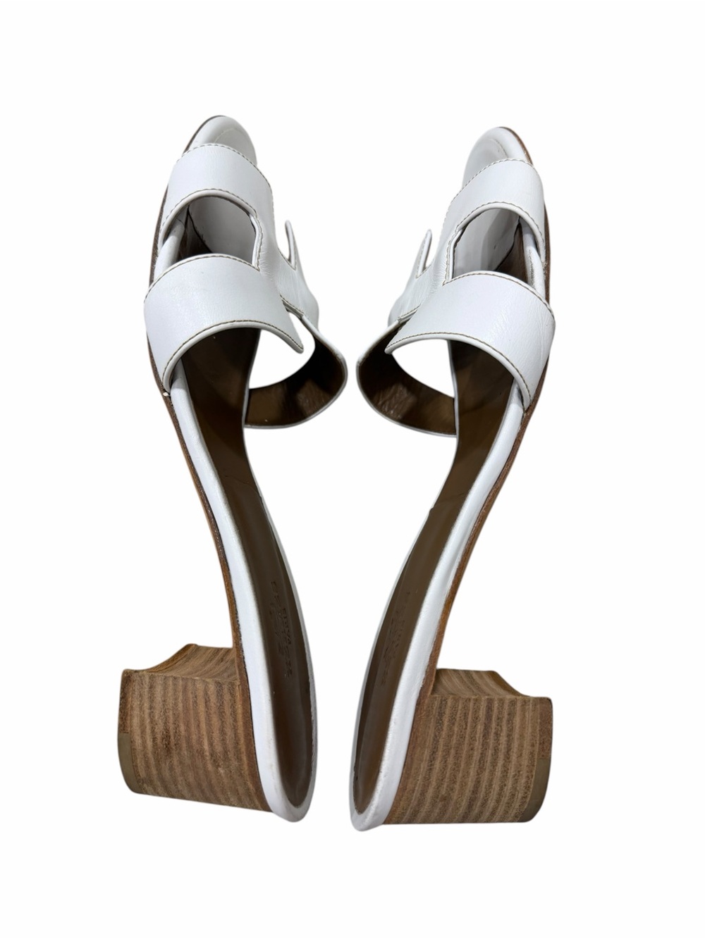 Hermès Oasis Sandals White Leather Slide Heels Women’s EU 39 - Picture 8 of 11
